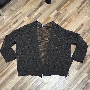 Women's Black Open-Knit Sweater
